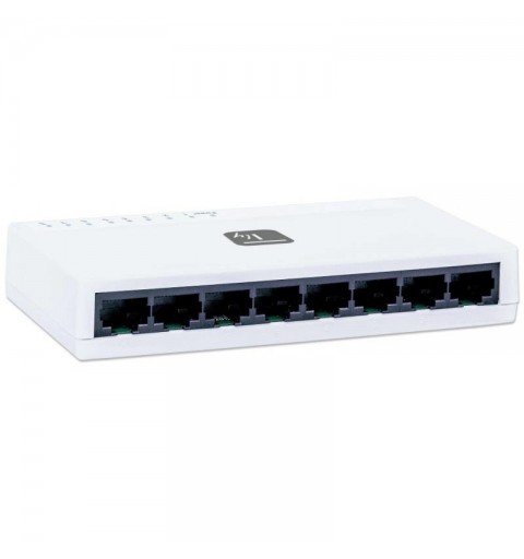 Techly I-SWHUB-080TY commutateur réseau Non-géré Fast Ethernet (10 100) Blanc