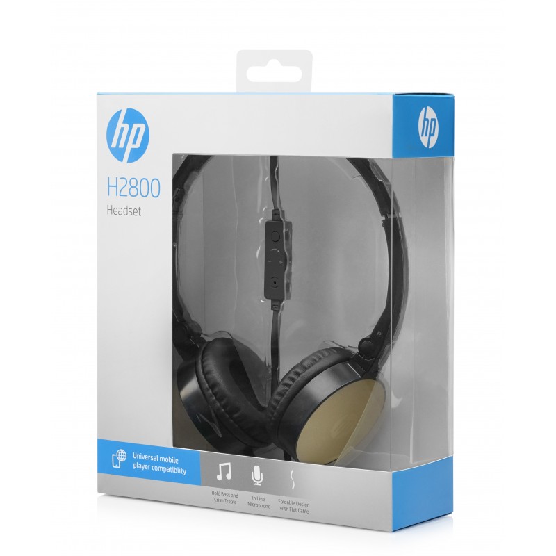 HP H2800 Auricolare Cablato A Padiglione Musica e Chiamate Nero, Oro