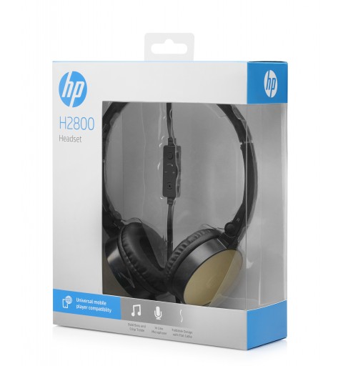 HP H2800 Auricolare Cablato A Padiglione Musica e Chiamate Nero, Oro