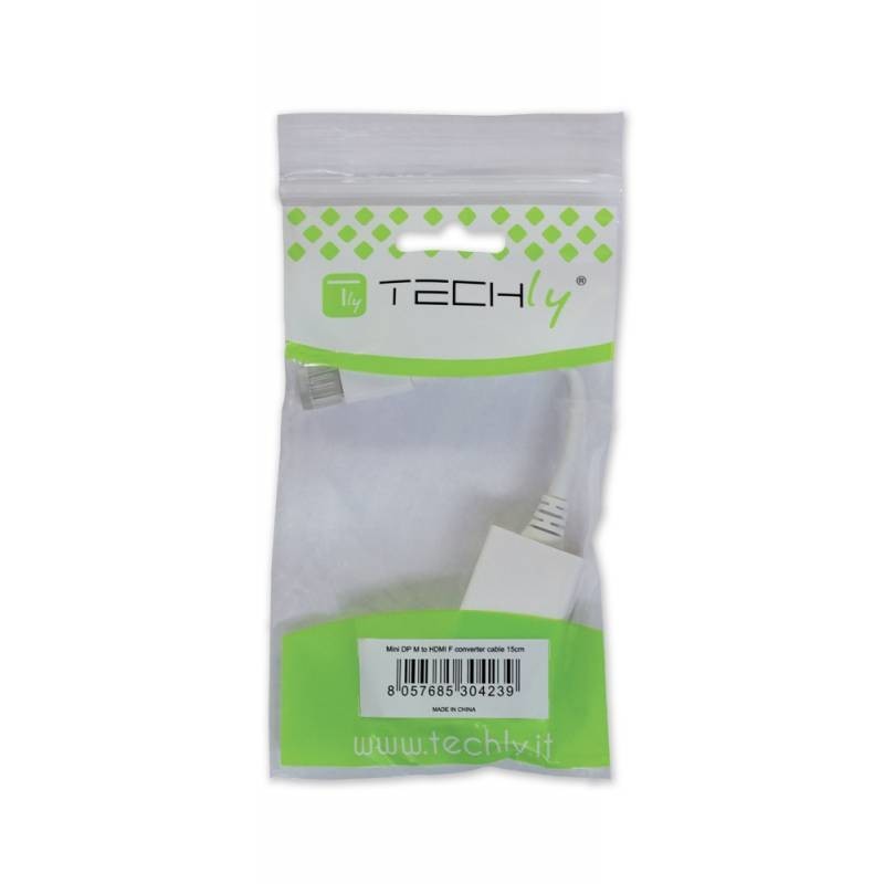 Techly Adattatore DisplayPort 1.2 Maschio HDMI Femmina 15cm Bianco (IADAP DP-HDMIF2)