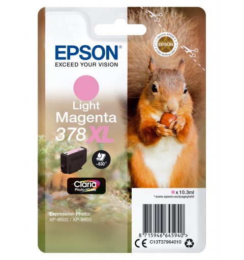 Epson Squirrel Singlepack Light Magenta 378XL Claria Photo HD Ink
