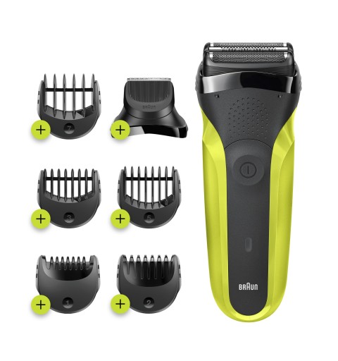 Braun Series 3 300BT Shave&Style Rasoio Da Barba Elettrico Da Uomo, Nero Verde Elettrico