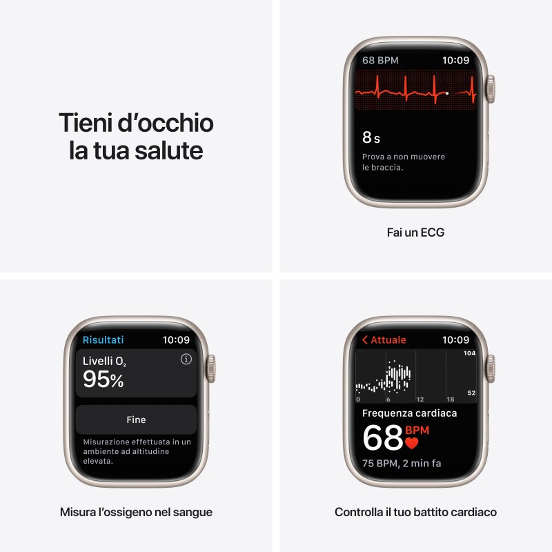 Apple Watch Series 7 GPS, 45mm Cassa in Alluminio Galassia con Cinturino Sport Galassia