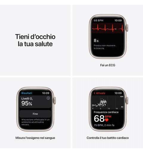 Apple Watch Series 7 GPS, 45mm Cassa in Alluminio Galassia con Cinturino Sport Galassia