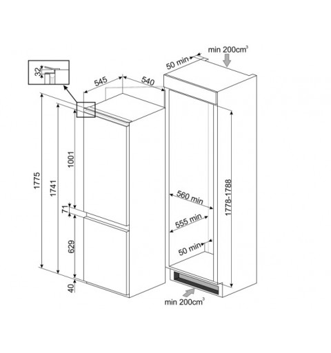 Smeg C3170NE Kühl- und Gefrierkombination Integriert 262 l E Weiß