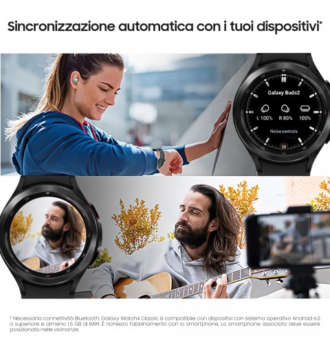 Samsung Galaxy Watch4 Classic Smartwatch Ghiera Interattiva Acciaio Inossidabile 46mm Memoria 16GB Black