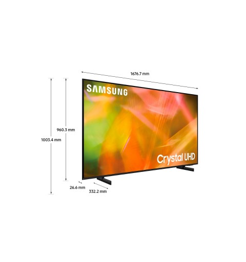 Samsung Series 8 TV Crystal UHD 4K 75” UE75AU8070 Smart TV Wi-Fi Black 2021