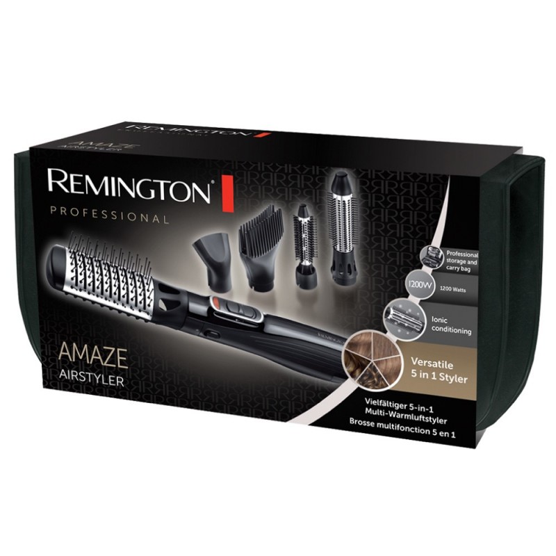 Remington AS1220 Utensilio de peinado Cepillo de aire caliente Caliente Negro, Plata 1200 W 3 m