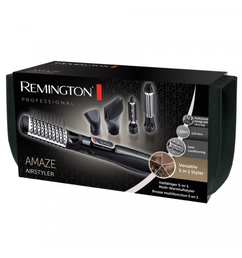 Remington AS1220 Utensilio de peinado Cepillo de aire caliente Caliente Negro, Plata 1200 W 3 m