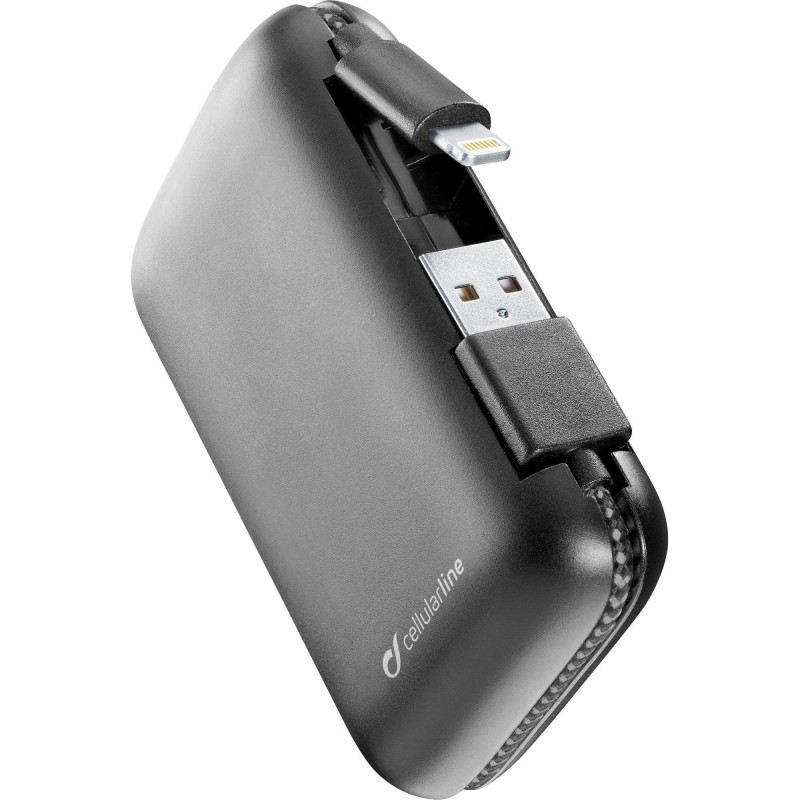 Cellularline FreePower Cable 5000 - Lightning Caricabatterie portatile con cavi integrati Nero