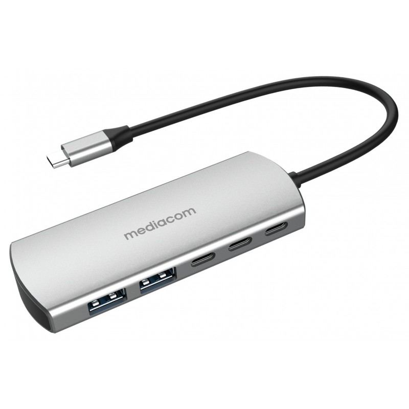 Mediacom MD-C324 hub de interfaz USB 2.0 Type-C 5000 Mbit s Aluminio