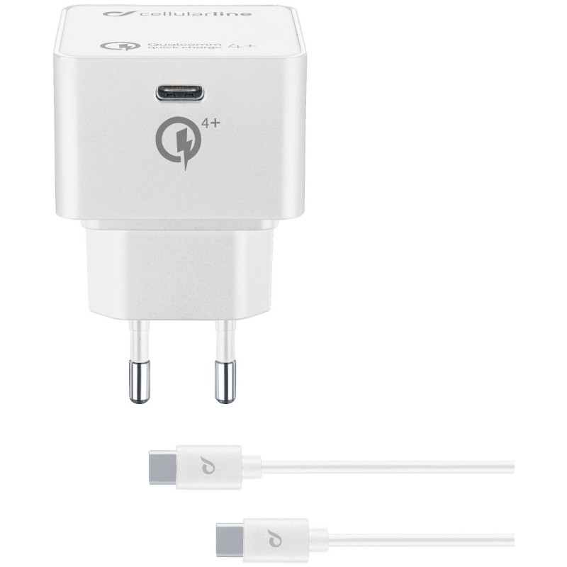 Cellularline USB-C Charger Kit 30W - USB-C to USB-C - iPad Pro (2018) and MacBook Caricabatterie da rete USB-C 30W per la