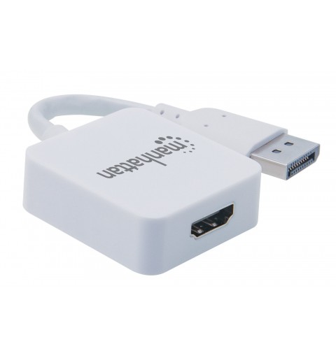 Manhattan HDMI to DisplayPort Cable, 4K@30Hz, 11cm, Female to Male, 10.2 Gbps, White, Three Year Warranty, Blister