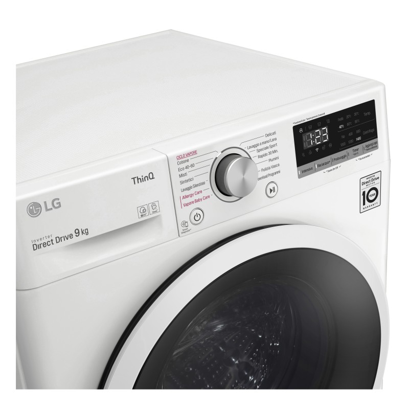 LG Lavatrice Smart AI DD™ TurboWash ™ 9 kg Classe energetica B Autodose Lavaggio a vapore