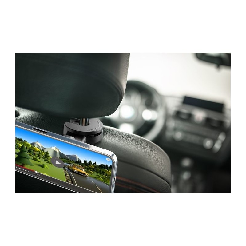 Cellularline Touch Hook - Universal Supporto smartphone da auto magnetico con fissaggio per poggiatesta Nero