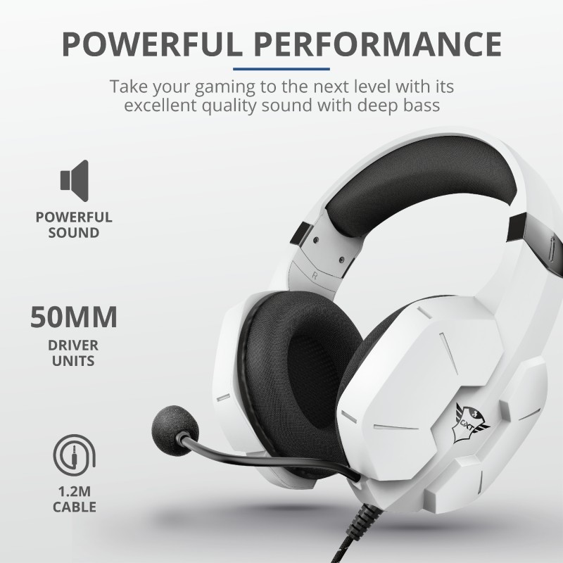 Trust GXT 323W Carus Auriculares Alámbrico Diadema Juego Blanco