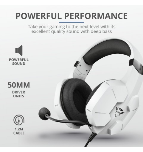 Trust GXT 323W Carus Auriculares Alámbrico Diadema Juego Blanco
