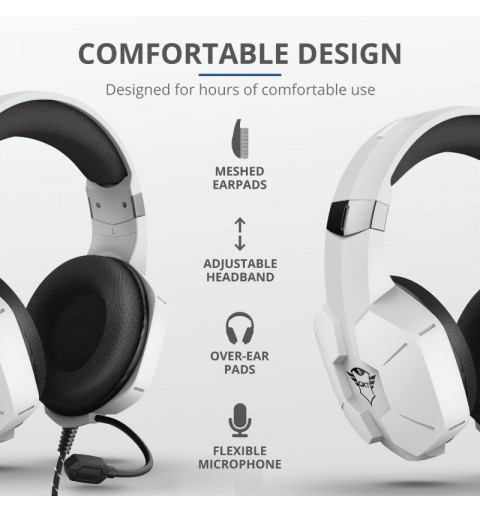 Trust GXT 323W Carus Auriculares Alámbrico Diadema Juego Blanco