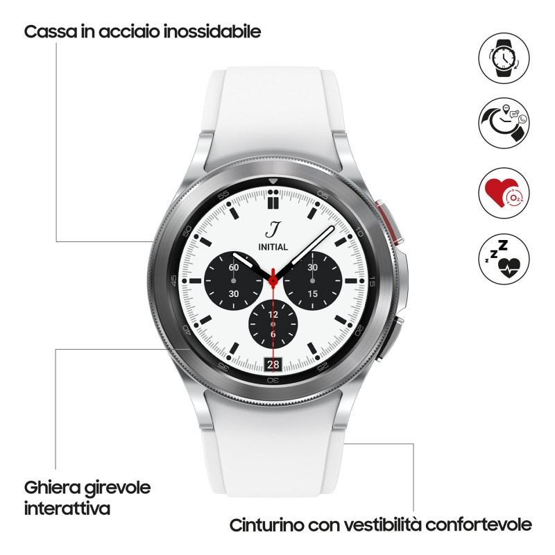 Samsung Galaxy Watch 4 Classic 42mm 3,05 cm (1.2 Zoll) SAMOLED Silber GPS