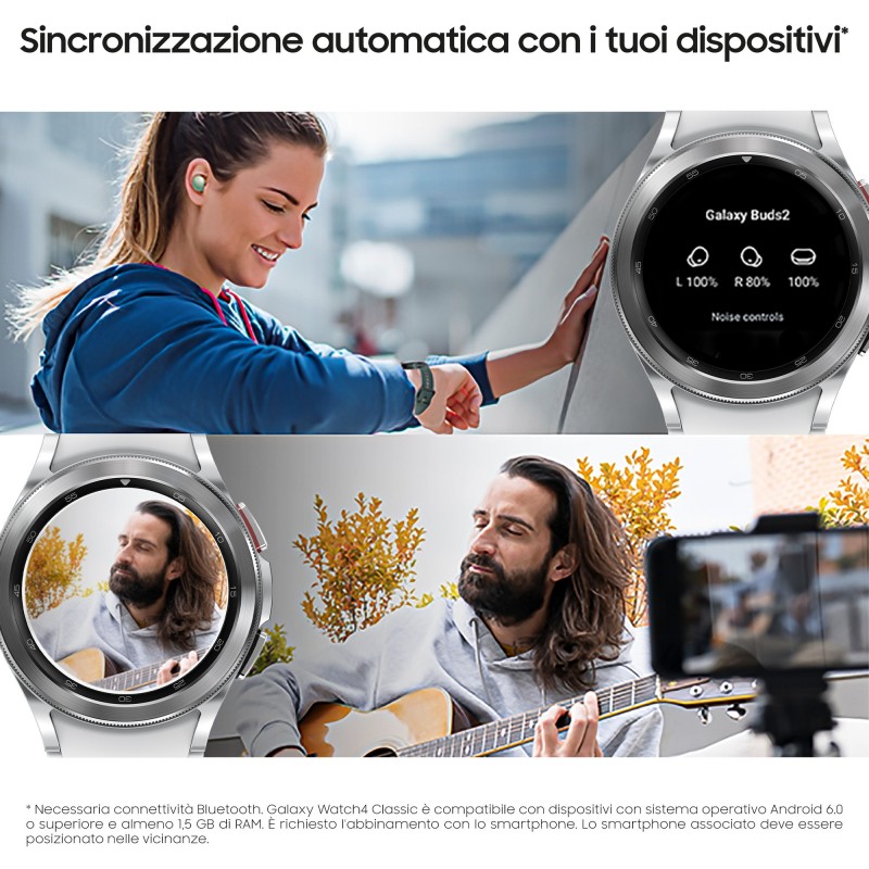 Samsung Galaxy Watch4 Classic Smartwatch Ghiera Interattiva Acciaio Inossidabile 42mm Memoria 16GB Silver