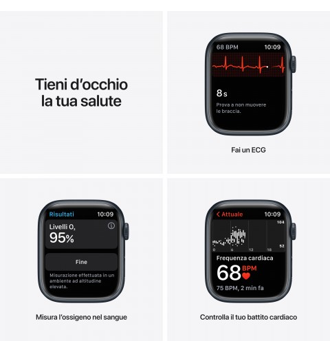 Apple Watch Nike Series 7 GPS + Cellular, 45mm Cassa in Alluminio Mezzanotte con Cinturino Sport Antracite Nero