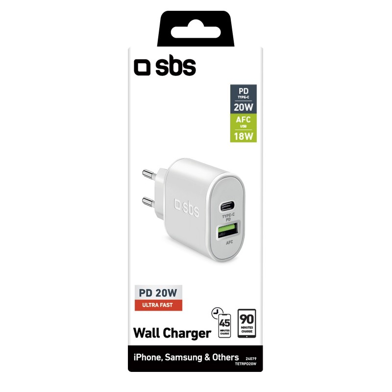 SBS TETRPD20W chargeur d'appareils mobiles Blanc Intérieure