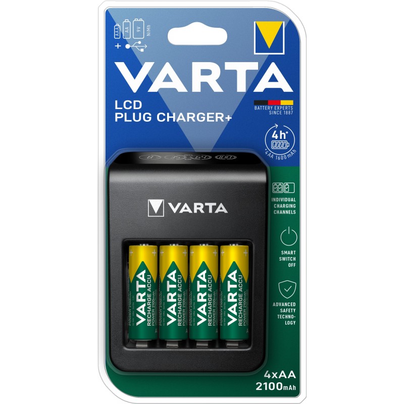 Varta LCD Plug Charger+ 4x AA 56706 2100mAh