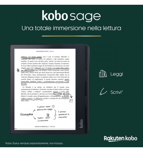 Rakuten Kobo Sage lettore e-book Touch screen 32 GB Wi-Fi Nero