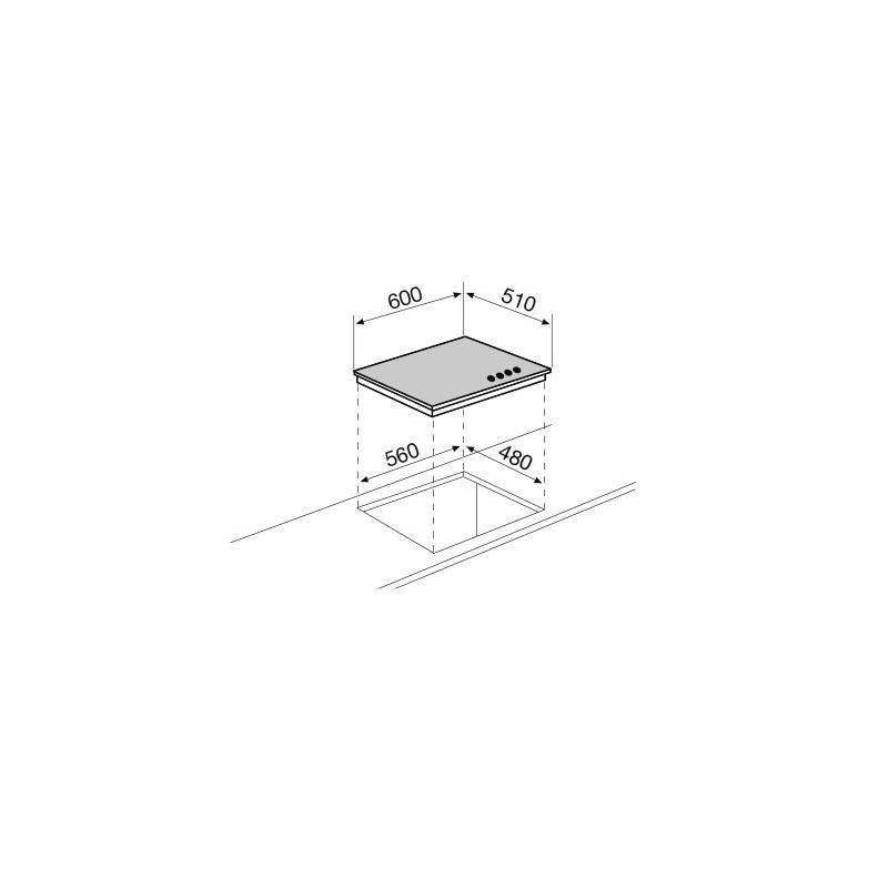 Glem Gas GV64TXBK plaque Noir Intégré (placement) 60 cm Gaz 4 zone(s)