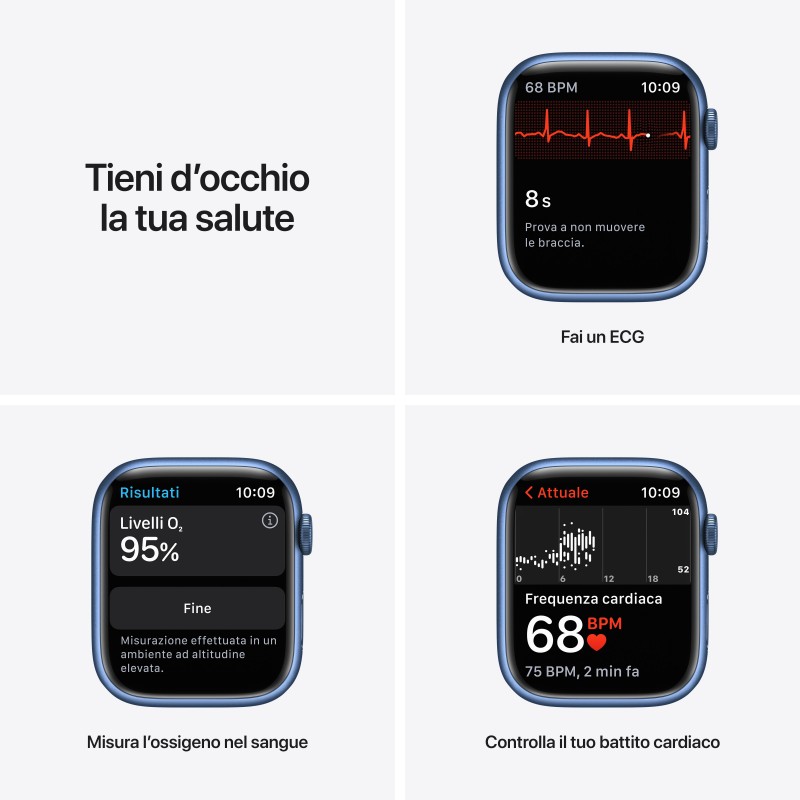 Apple Watch Series 7 45 mm OLED Azul GPS (satélite)