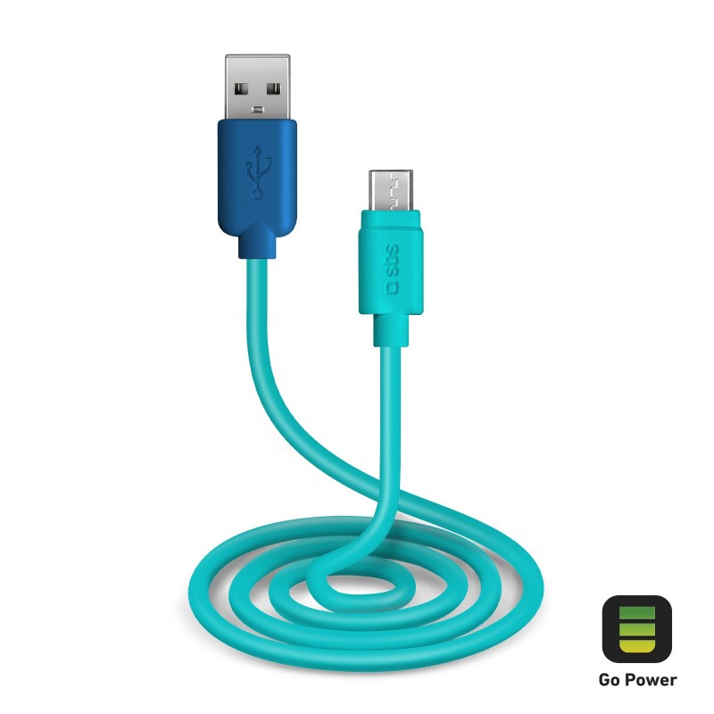 SBS TEPOPCABLEMICB USB Kabel 1 m USB 2.0 USB A Micro-USB B Blau