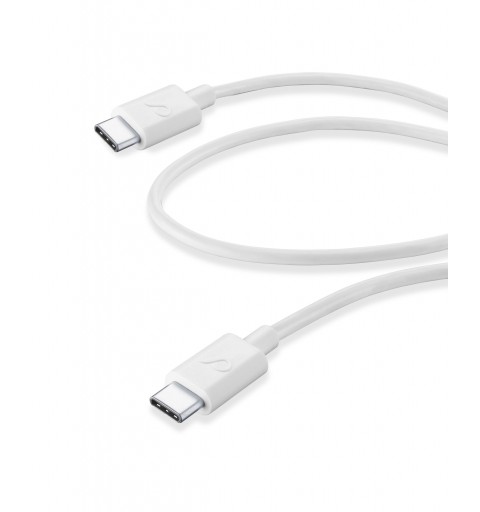 Cellularline USB Cable Medium - USB-C||USB-C Cavo da USB-C a USB-C per la ricarica e sincronizzazione dati Bianco