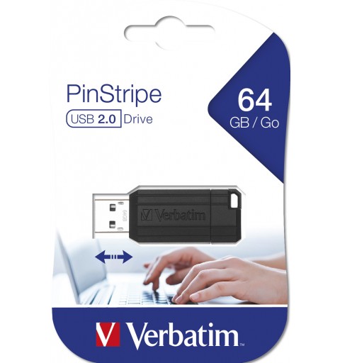 Verbatim PinStripe - Unidad USB de 64 GB - Negro