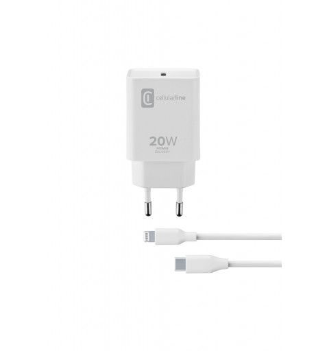 Cellularline USB-C Charger Kit 20W - USB-C to Lightning - iPhone 8 or later Caricabatterie da rete USB-C 20W per la carica alla