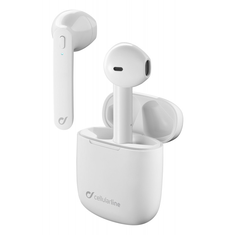 Cellularline Aries - Universale Auricolari stereo capsule senza fili con carica batteria portatile Bianco