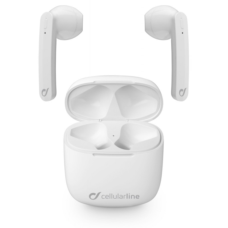 Cellularline Aries - Universale Auricolari stereo capsule senza fili con carica batteria portatile Bianco