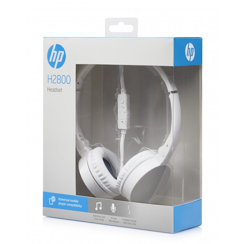 HP H2800 Headset Wired Head-band Calls Music Silver, White