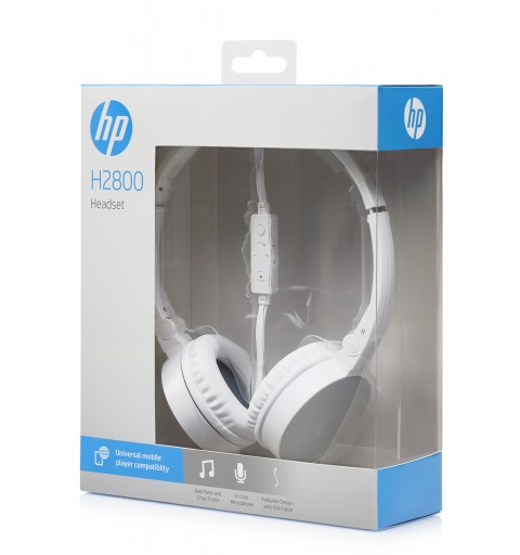 HP H2800 Headset Wired Head-band Calls Music Silver, White