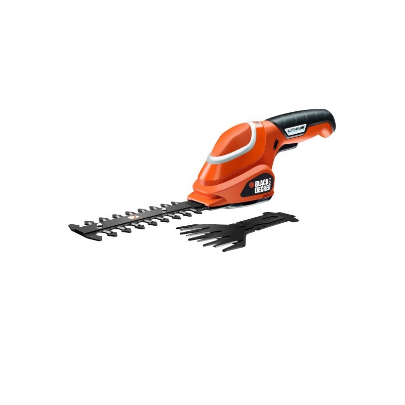 Black & Decker GSL700KIT-QW Akku-Grasschere 10 cm 7 V Lithium-Ion (Li-Ion) Schwarz, Orange, Weiß