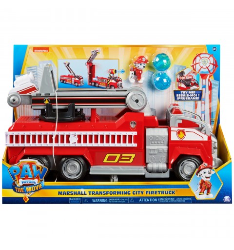 PAW Patrol , camion dei pompieri trasformabile di Marshall da IL FILM con scala allungabile, luci e suoni e personaggio da