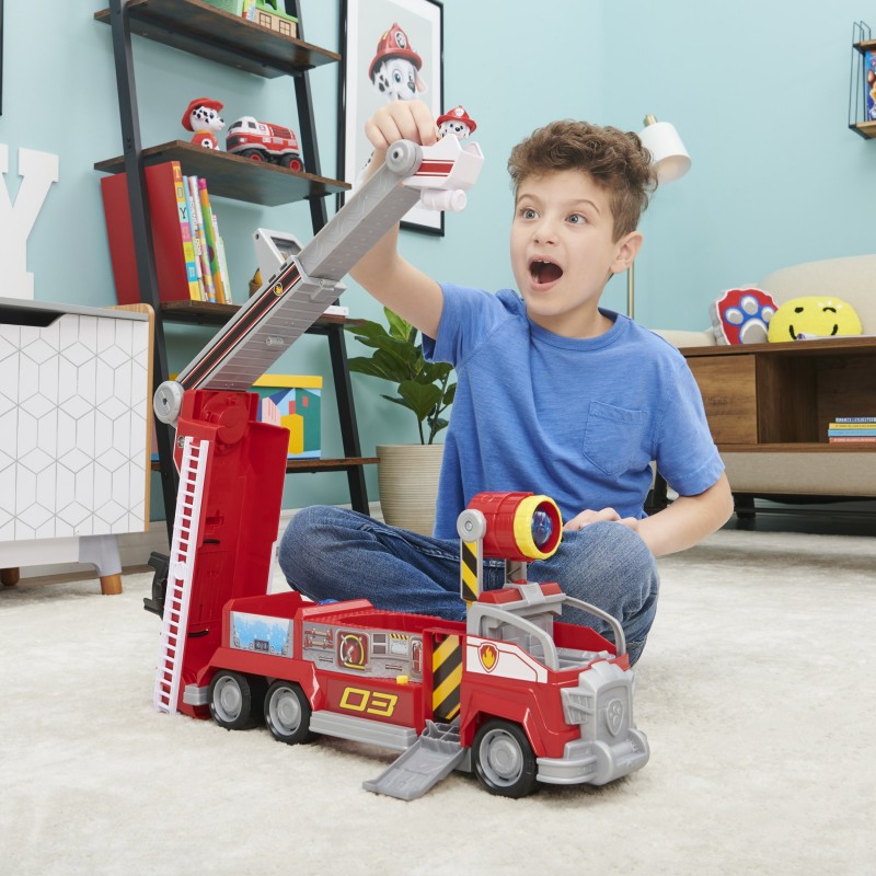 PAW Patrol CAMION DE POMPIERS TRANSFORMABLE MARCUS - Camion Géant Interactif Pat Patrouille - Véhicule avec Transformation Et