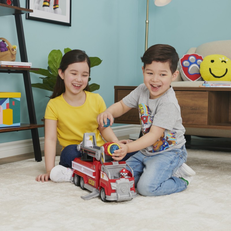 PAW Patrol CAMION DE POMPIERS TRANSFORMABLE MARCUS - Camion Géant Interactif Pat Patrouille - Véhicule avec Transformation Et