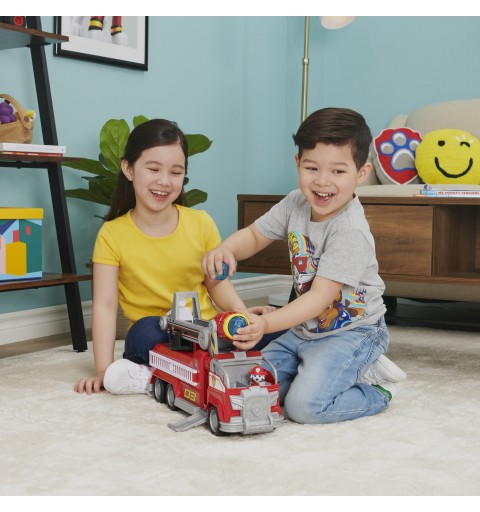 PAW Patrol CAMION DE POMPIERS TRANSFORMABLE MARCUS - Camion Géant Interactif Pat Patrouille - Véhicule avec Transformation Et