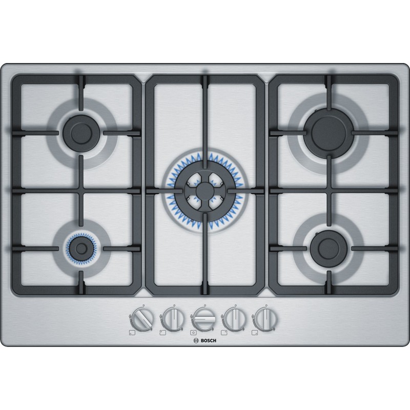 Bosch Serie 4 PGQ7B5B90 Kochfeld Edelstahl Integriert 75 cm Gaskochfeld 5 Zone(n)