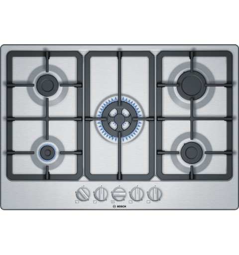 Bosch Serie 4 PGQ7B5B90 piano cottura Acciaio inossidabile Da incasso 75 cm Gas 5 Fornello(i)