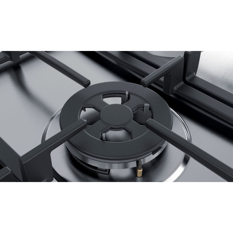 Bosch Serie 4 PGQ7B5B90 piano cottura Acciaio inossidabile Da incasso 75 cm Gas 5 Fornello(i)