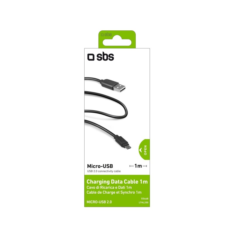 SBS 1m USB2.0 MicroUSB cable USB USB A Micro-USB A Negro
