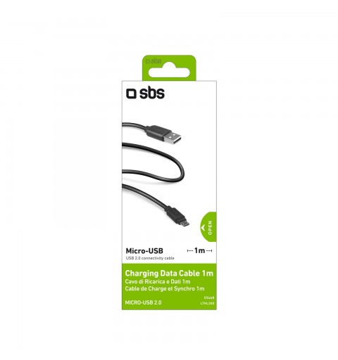 SBS 1m USB2.0 MicroUSB USB cable USB A Micro-USB A Black