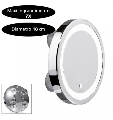 Macom Specchio luce led ingrandente 7x con ventose