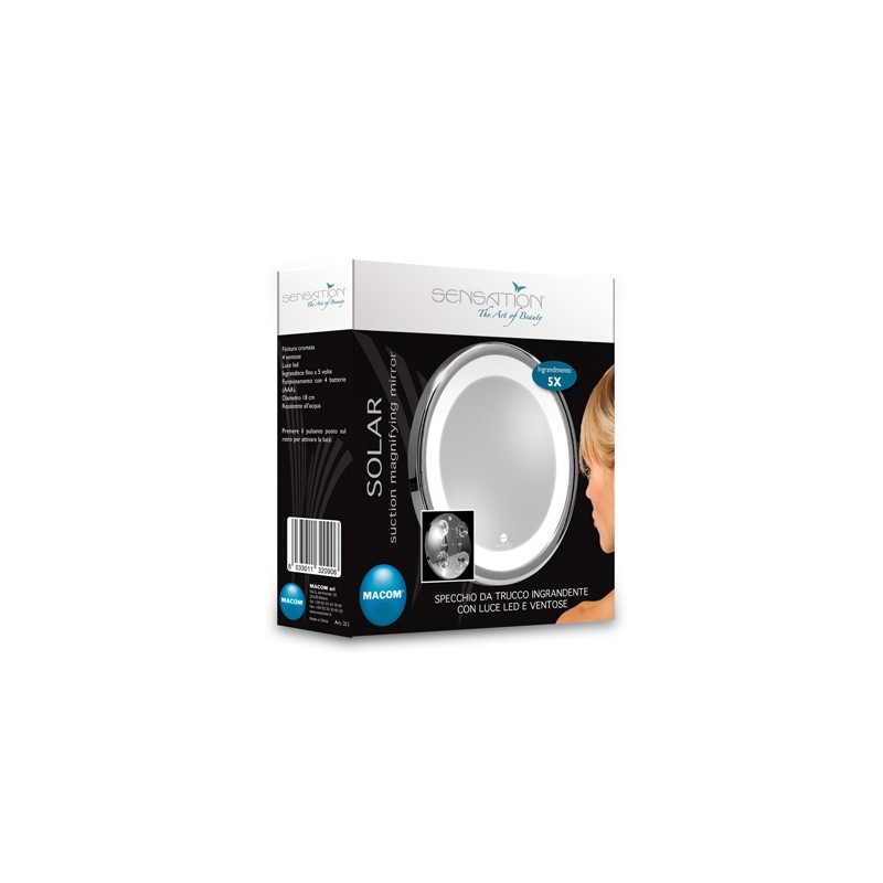 Macom Specchio luce led ingrandente 7x con ventose